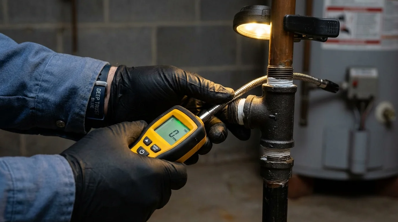 Gas leak detection with electronic sniffer by Johns Plumbing LLC in San Juan
