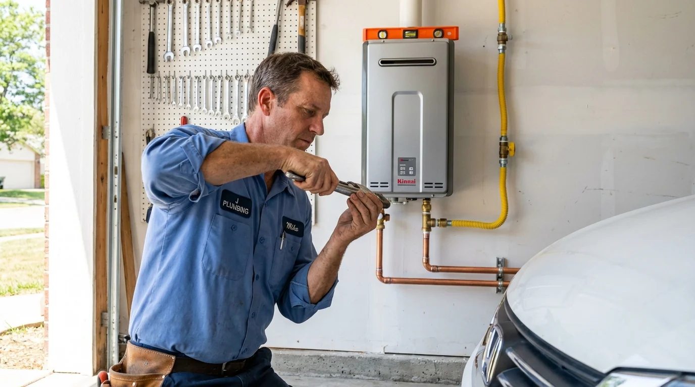 Tankless water heater installation by a Johns Plumbing LLC plumber in San Juan