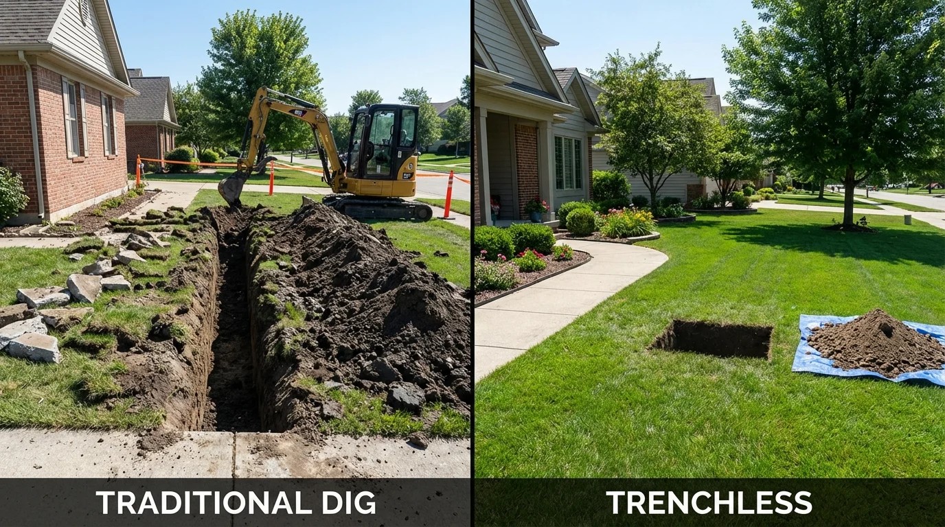 Trenchless sewer repair with minimal yard damage versus traditional excavation in San Juan, PR